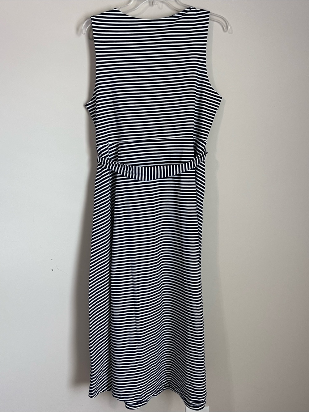 PACT Wrap Midi Dress Belted Striped Organic Cotton Size Large - Picture 4 of 7